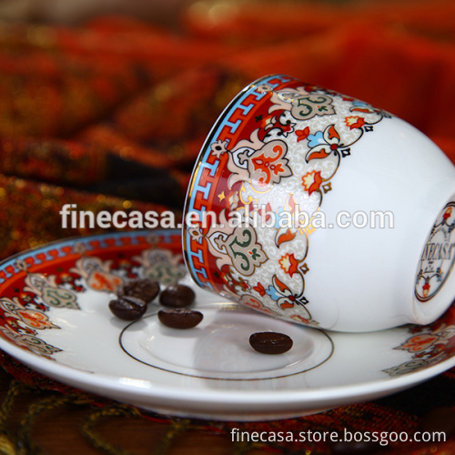 110CC Luxury Fine White Porcelain Ceramic Espresso Cups and Saucers